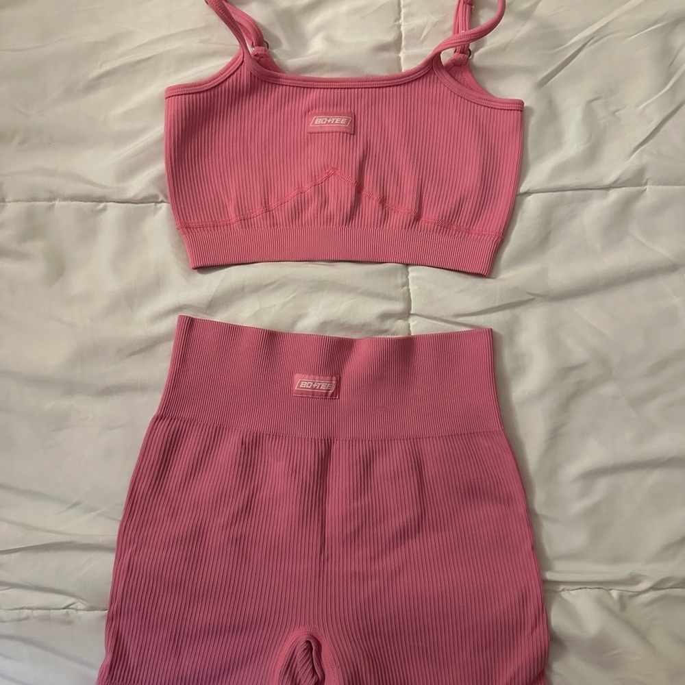Ribbed Pink Set - Top and Shorts